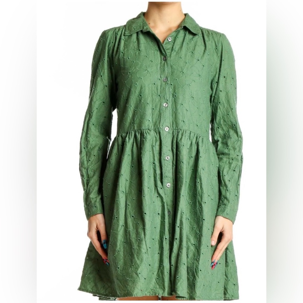 J. Crew Eyelet Collared Mini shirt dress Style BY515 100% cotton